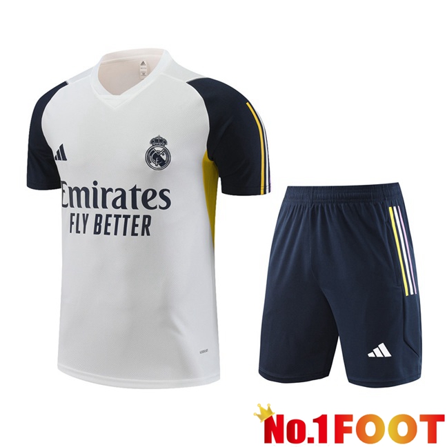 Real Madrid Training T Shirt + Shorts White 2023/2024