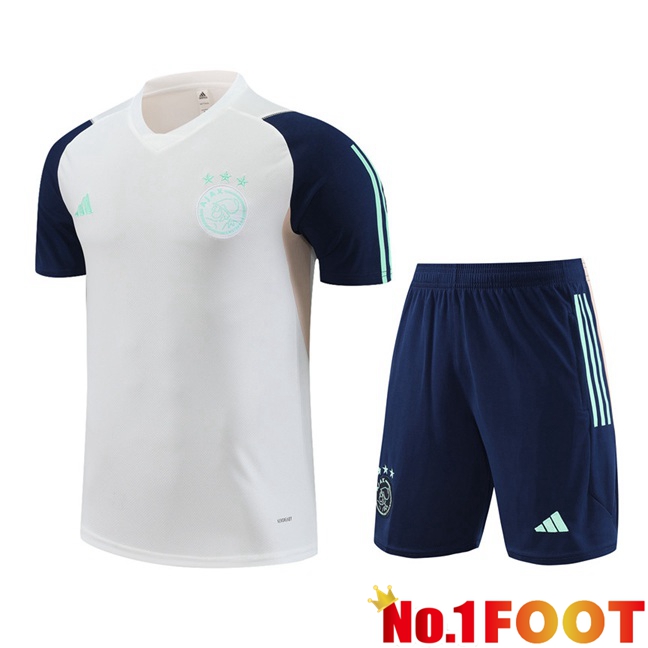 AFC Ajax Training T Shirt + Shorts White 2023/2024