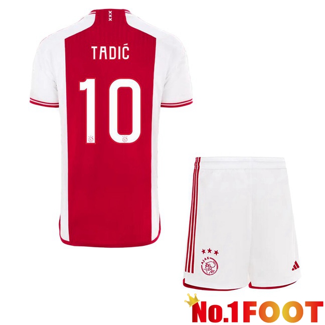 AFC Ajax (Tadić 10) Kids Football Jersey Home Red White 2023/2024