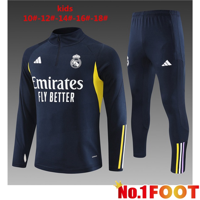 Real Madrid Kids Training Tracksuit Suit Royal Bluee 2023/2024