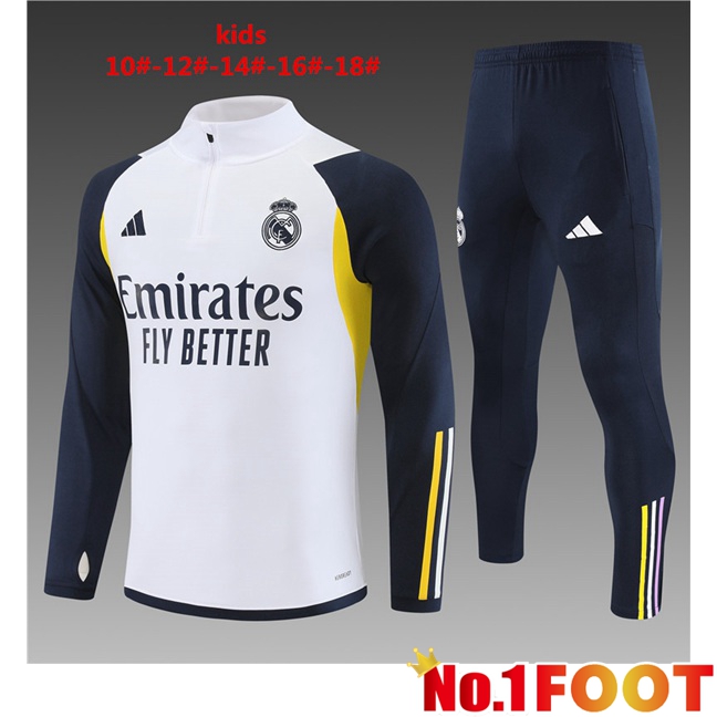 Real Madrid Kids Training Tracksuit Suit White 2023/2024 - Click Image to Close