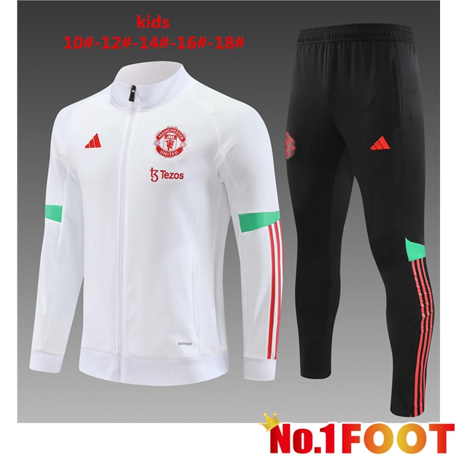 Manchester United Kids Training Jacket Suit White 2023/2024