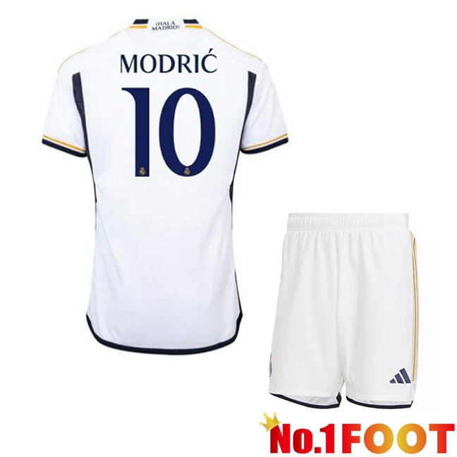 Real Madrid (Modrić 10) Kids Football Jersey Home White 2023/2024