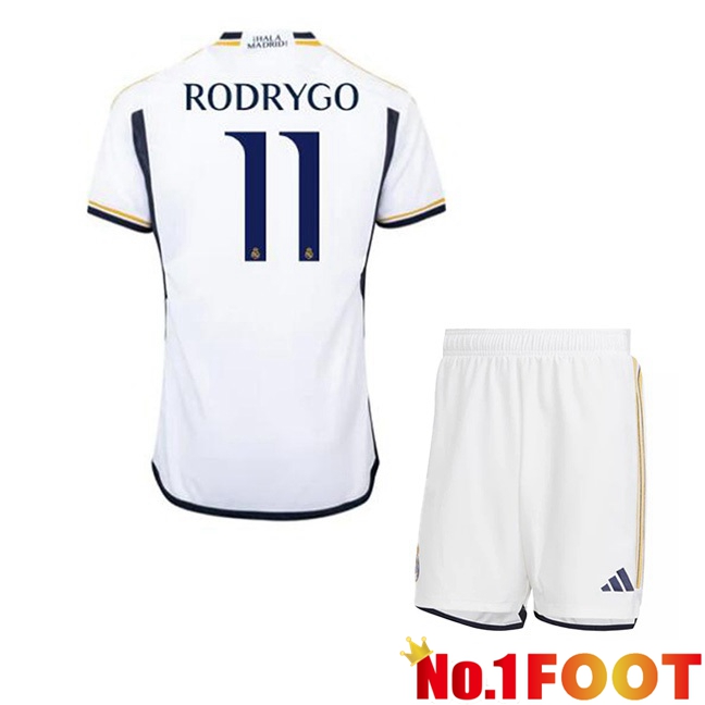 Real Madrid (Rodrygo 11) Kids Football Jersey Home White 2023/2024