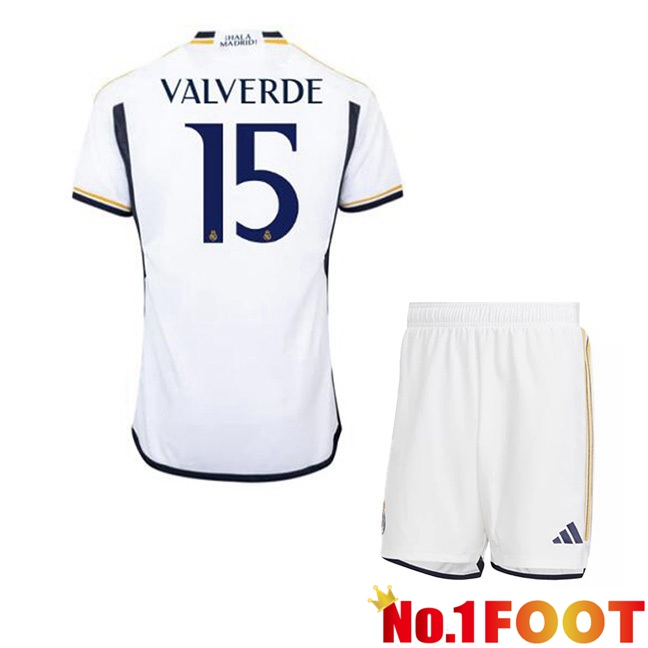 Real Madrid (ValGreen 15) Kids Football Jersey Home White 2023/2024