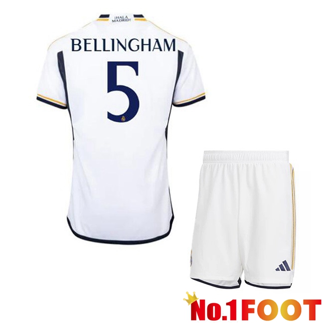 Real Madrid (Bellingham 5) Kids Football Jersey Home White 2023/2024