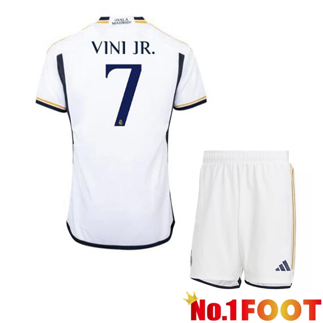 Real Madrid (Vini Jr. 7) Kids Football Jersey Home White 2023/2024