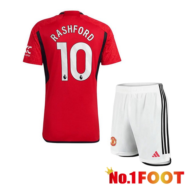 Manchester United (Rashford 10) Kids Football Jersey Home Red 2023/2024