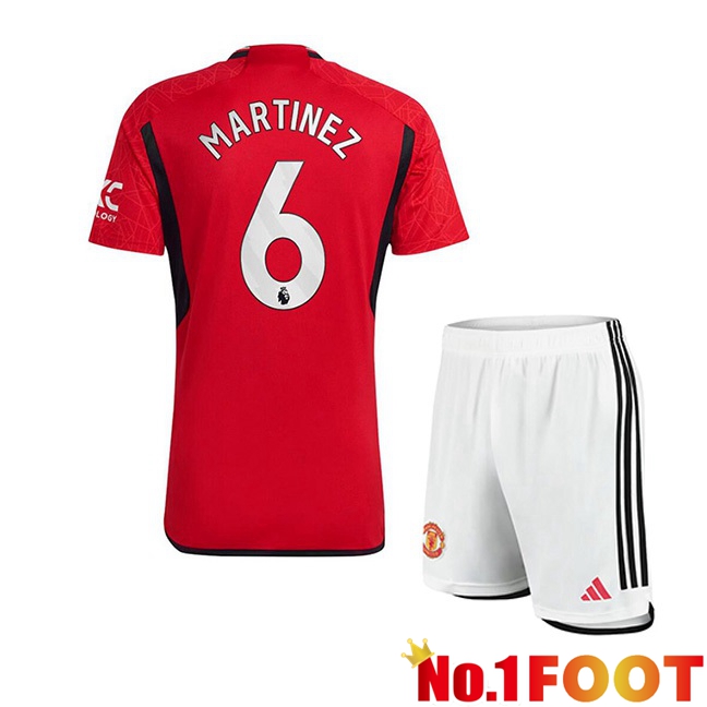 Manchester United (Martinez 6) Kids Football Jersey Home Red 2023/2024