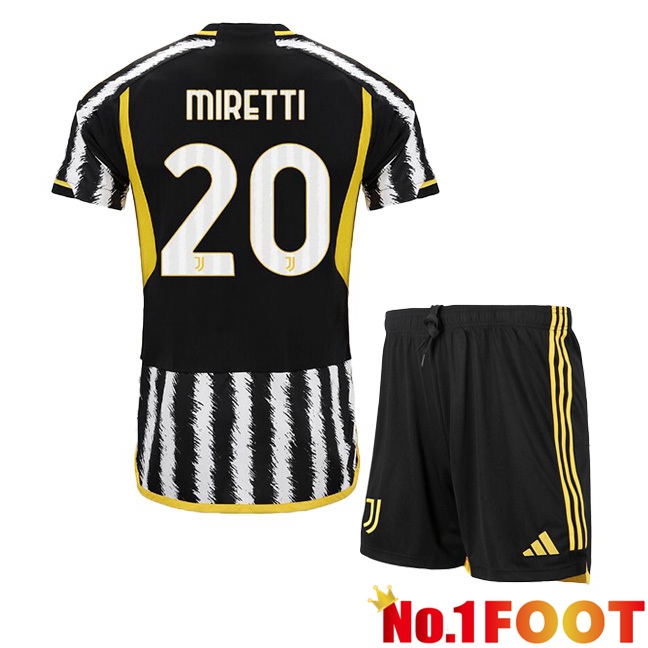 Juventus (MIRETTI 20) Kids Football Jersey Home Black White 2023/2024