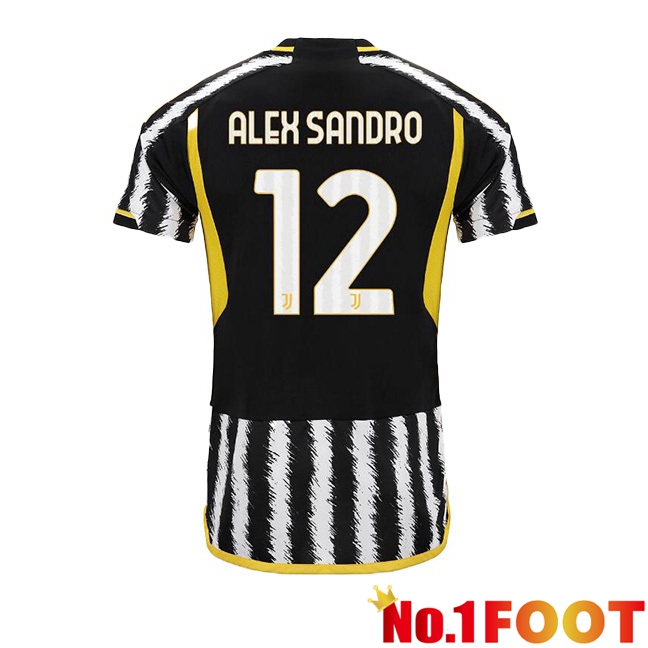 Juventus (ALEX SANDRO 12) Football Jersey Home Black White 2023/2024