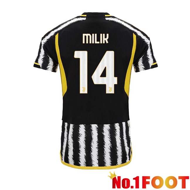 Juventus (MILIK 14) Football Jersey Home Black White 2023/2024