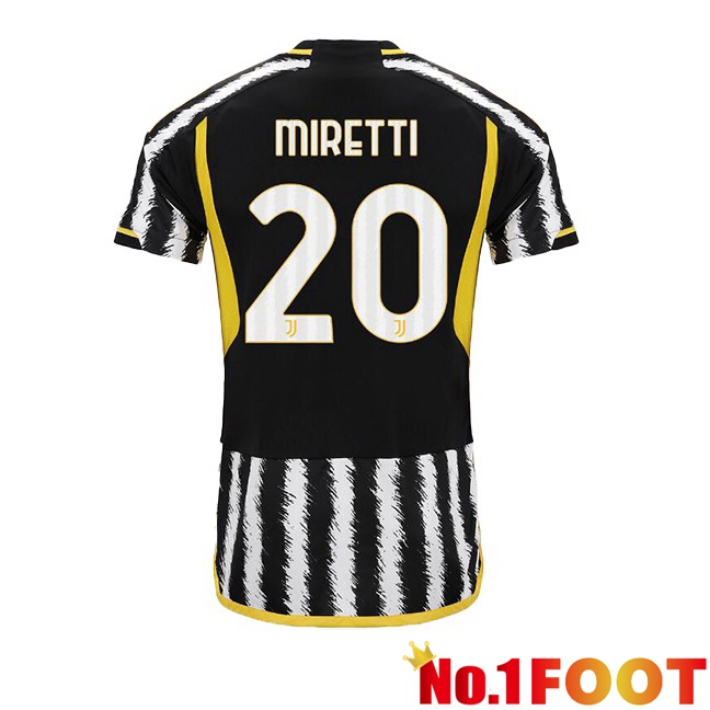 Juventus (MIRETTI 20) Football Jersey Home Black White 2023/2024