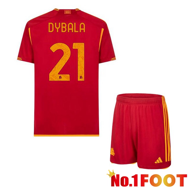 AS Roma (DYBALA 21) Kids Football Jersey Home Red 2023/2024