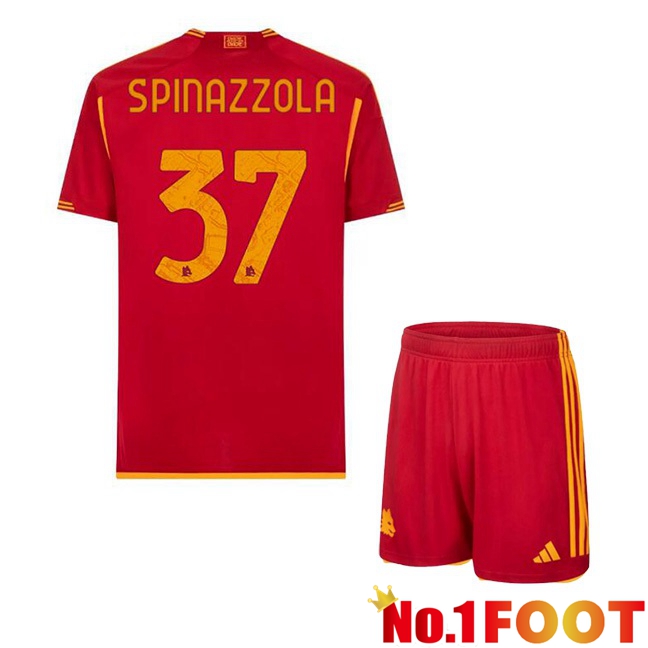 AS Roma (SPINAZZOLA 37) Kids Football Jersey Home Red 2023/2024