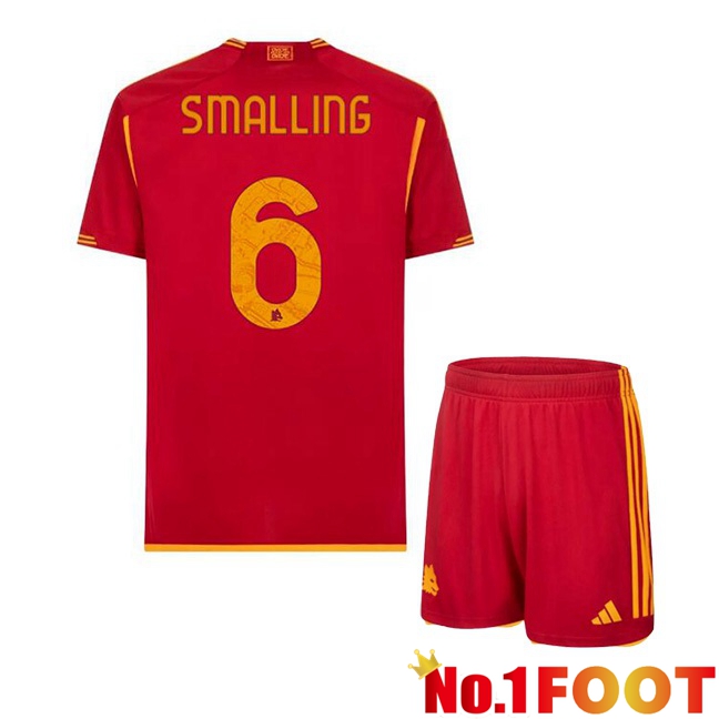 AS Roma (SMALLING 6) Kids Football Jersey Home Red 2023/2024