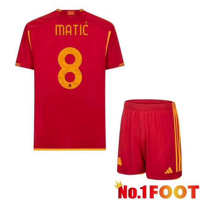 AS Roma (MATIĆ 8) Kids Football Jersey Home Red 2023/2024