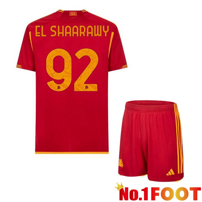 AS Roma (EL SHAARAWY 92) Kids Football Jersey Home Red 2023/2024