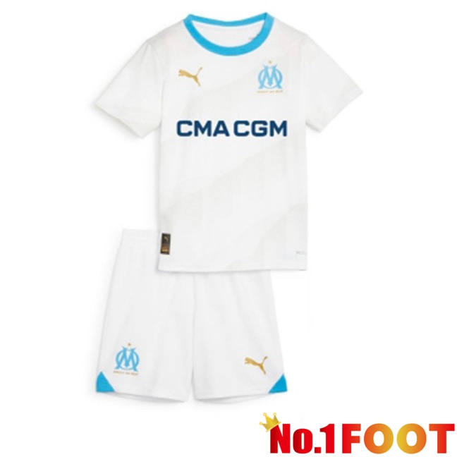 Marseille OM Kids Football Jersey Home White 2023/2024