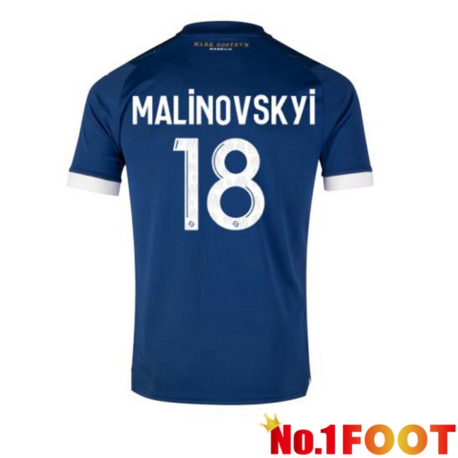 Marseille OM (MALINOVSKYI 18) Football Jersey Away Blue 2023/2024