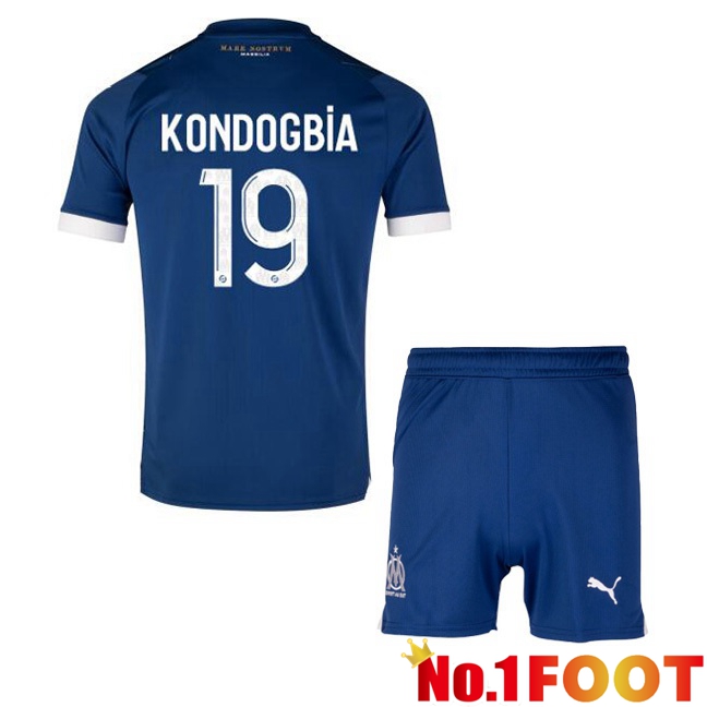 Marseille OM (KONDOGBIA 19) Kids Football Jersey Away Blue 2023/2024