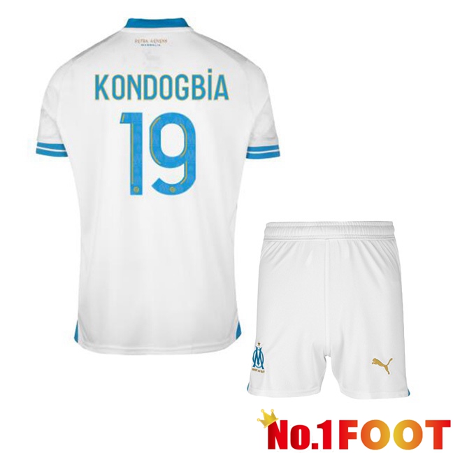 Marseille OM (KONDOGBIA 19) Kids Football Jersey Home White 2023/2024