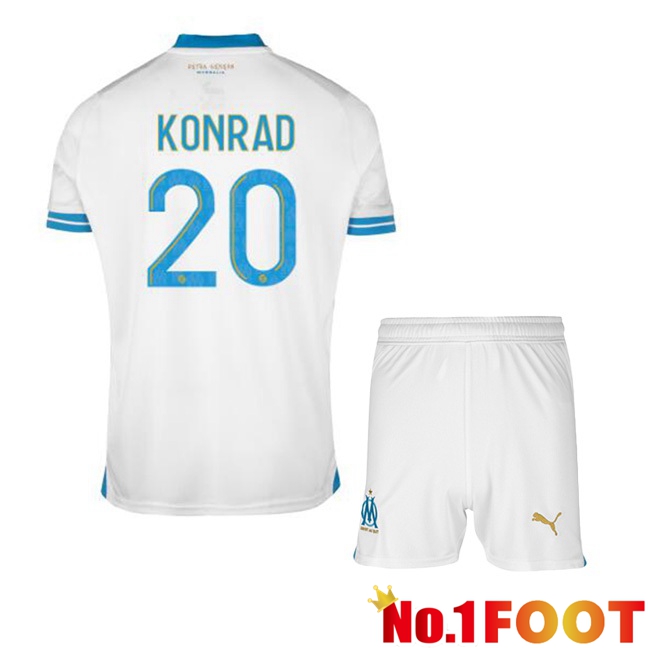 Marseille OM (KONRAD 20) Kids Football Jersey Home White 2023/2024