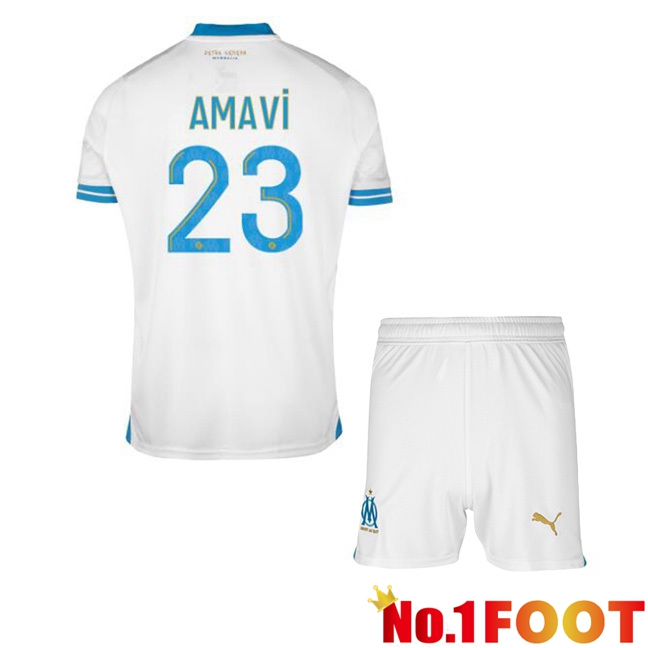 Marseille OM (AMAVI 23) Kids Football Jersey Home White 2023/2024