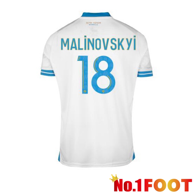 Marseille OM (MALINOVSKYI 18) Football Jersey Home White 2023/2024