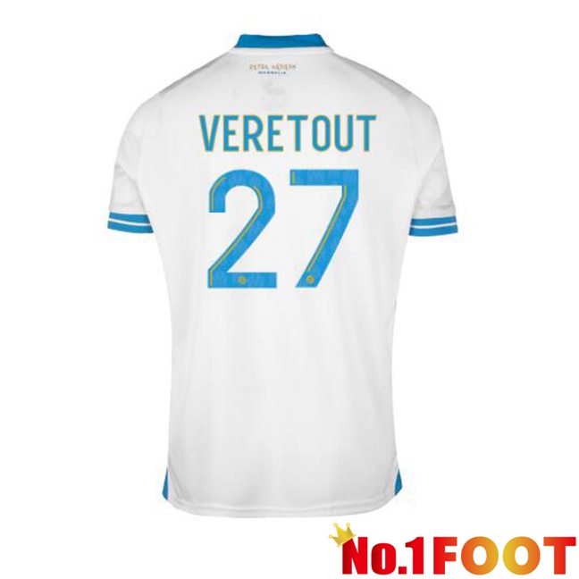 Marseille OM (VERETOUT 27) Football Jersey Home White 2023/2024