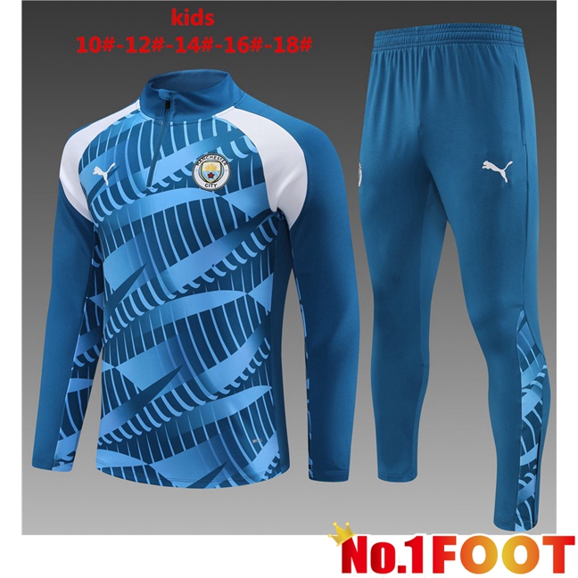 Manchester City Kids Training Tracksuit Suit Blue 2023/2024