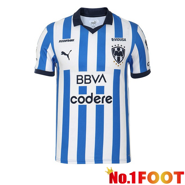 CF Monterrey Football Jersey Home Blue White 2023/2024 - Click Image to Close