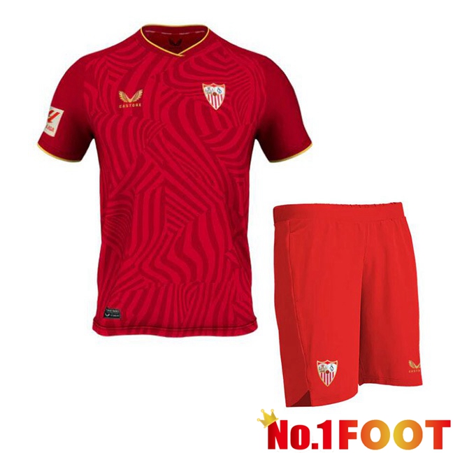 Sevilla FC Kids Football Jersey Away Red 2023/2024