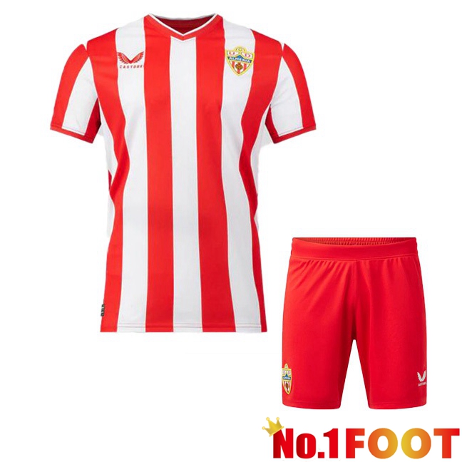 UD Almeria Kids Football Jersey Home Red White 2023/2024