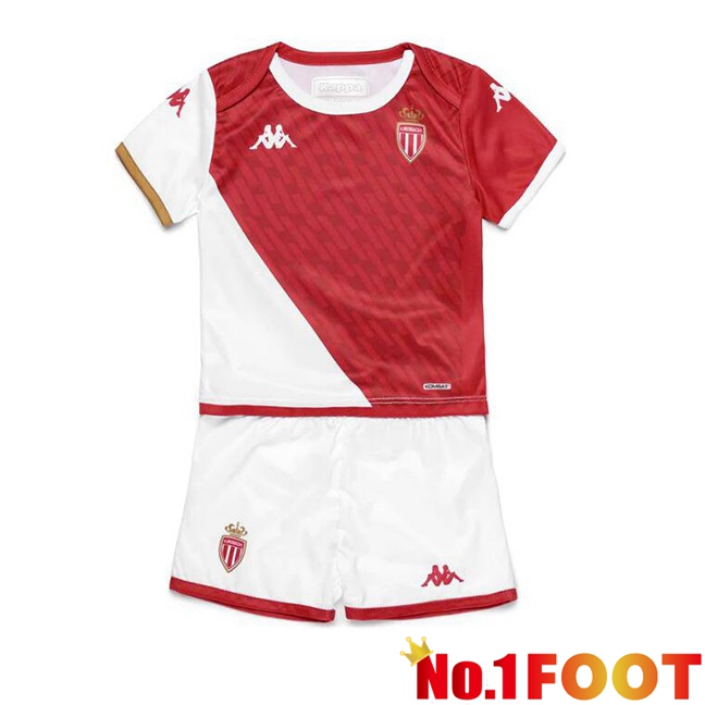 AS Monaco Kids Football Jersey Home White Red 2023/2024