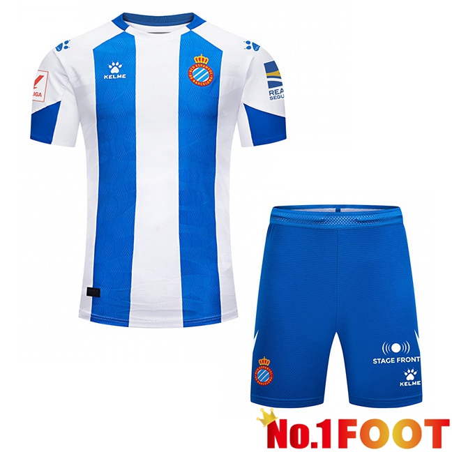 RCD Espanyol Kids Football Jersey Home Blue White 2023/2024