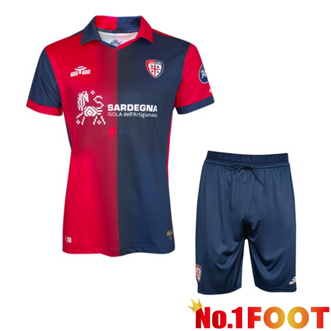 Cagliari Calcio Kids Football Jersey Home Red Blue 2023/2024