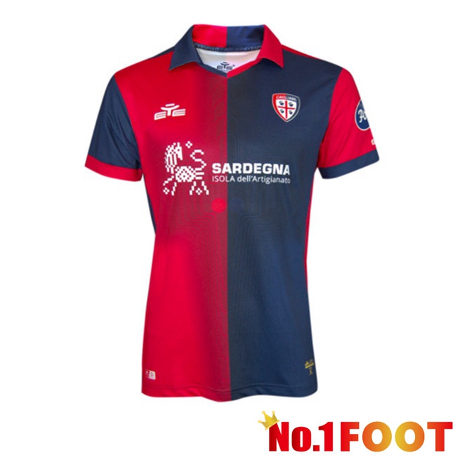 Cagliari Calcio Football Jersey Home Red Blue 2023/2024