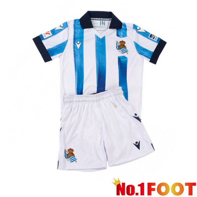 Real Sociedad Kids Football Jersey Home Blue White 2023/2024