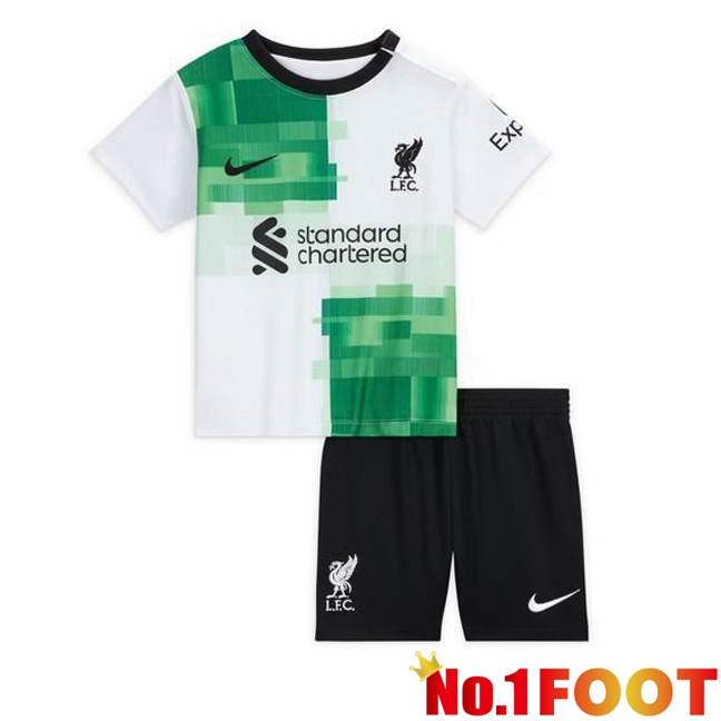 FC Liverpool Kids Football Jersey Away White Green 2023/2024