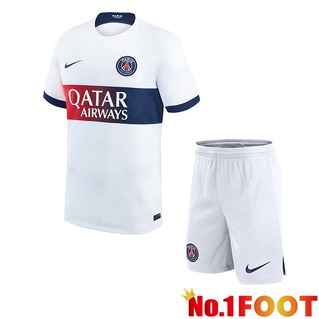 Paris PSG Kids Football Jersey Away White 2023/2024