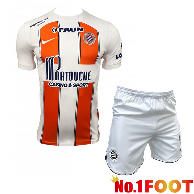 Montpellier HSC Kids Football Jersey Away White Orange 2023/2024