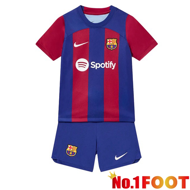 FC Barcelona Kids Football Jersey Home Blue Red 2023/2024 - Click Image to Close