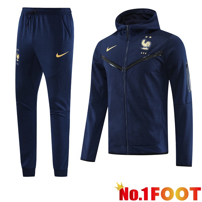 France Training Tracksuit Hoodie Royal Bluee 2023/2024