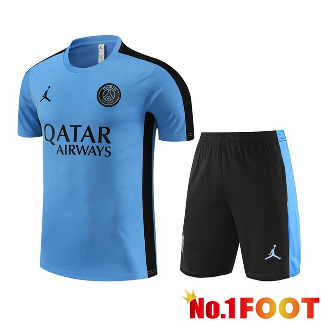 Paris PSG Training T Shirt + Shorts Blue 2023/2024