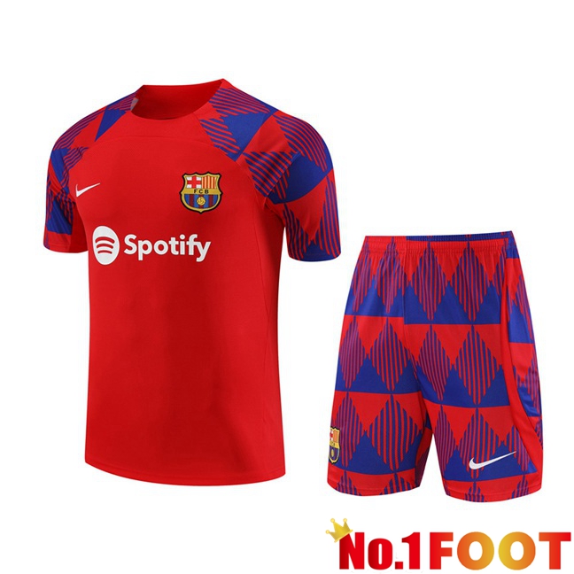 FC Barcelona Training T Shirt + Shorts Red 2023/2024