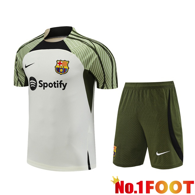 FC Barcelona Training T Shirt + Shorts White 2023/2024