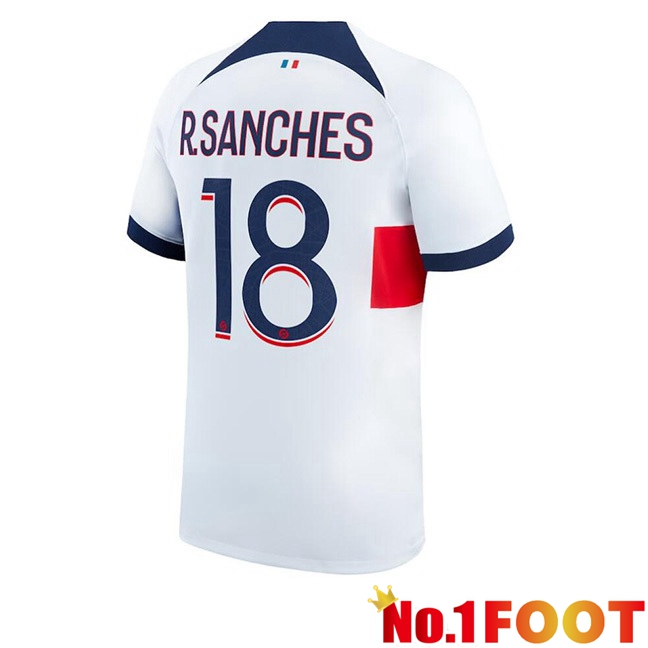 Paris PSG (R.Sanches 18) Football Jersey Away White 2023/2024