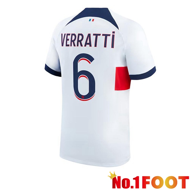 Paris PSG (Verratti 6) Football Jersey Away White 2023/2024