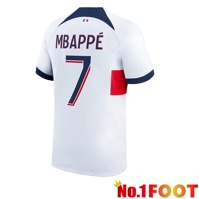 Paris PSG (Mbappé 7) Football Jersey Away White 2023/2024